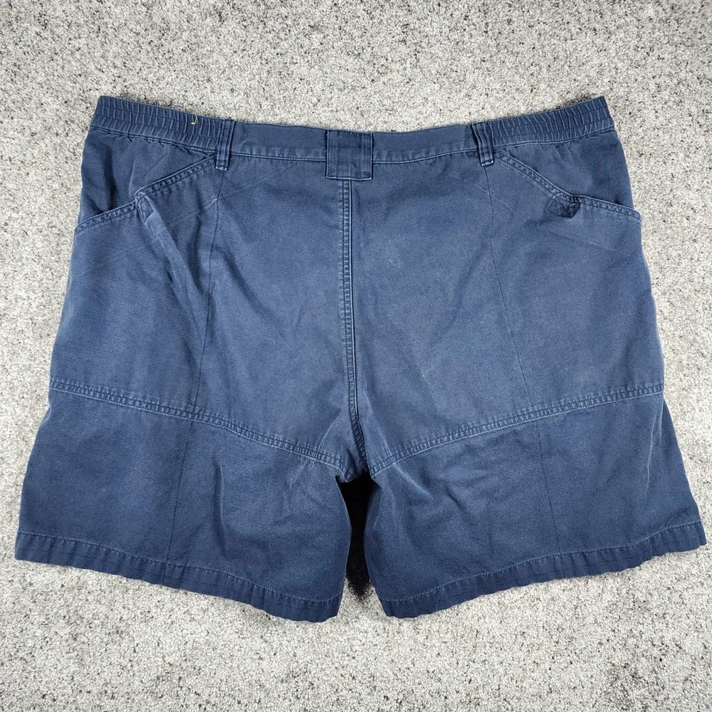 Cabelas Cargo Shorts Mens 46 Navy Blue Canvas Elastic Waist Utility Good